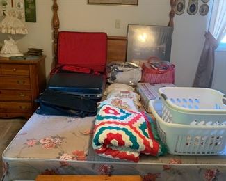 Print over bed sold. Basset bed frame.