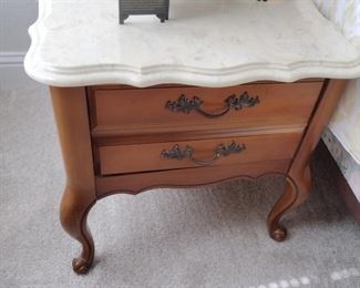 Bassett French Provincial Marble Top Side Table