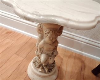 Marble Top Cherub Side Table