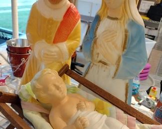 Vintage Poloron Joseph, Mary & Baby Jesus Blow Molds