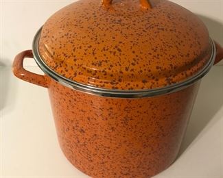 Orange Enamel Pot