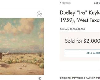 From G. Harvey's estate after his death auction price of Kuykendall painting