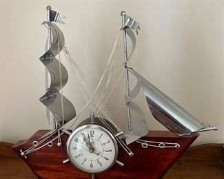 United,  Electric Ship Clock with rigging 