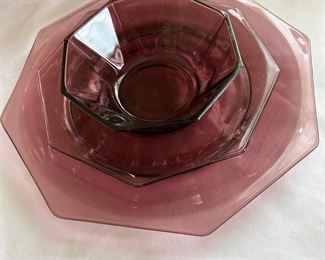 Vintage Amethyst Glass Place Setting