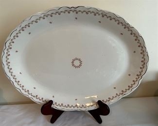 Upper Hanley Pottery: Pink Roses Turkey/Roast Serving Platter