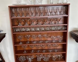 Imperial Candlewick, Anchor Hocking Clear Footed Beswick Boopie Juice/Wine Glasses, Heisey crane and sugar 