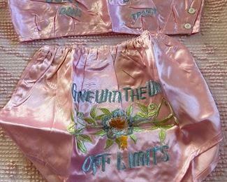 Vtg 40s  World Warll Lingere Novelty Bra Set Souvenir Gone with the Wind 