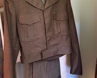 Vintage Military Jacket Brown Pockets Short Lined Army Air Force 