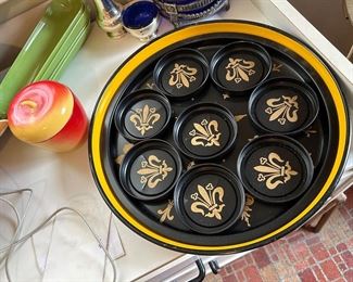 Vintage Serving Tray & Coasters set