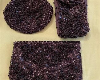 Vintage Cocktail Beaded Purse and Accessories