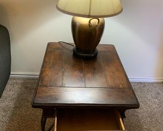 Wooden end table with iron legs 