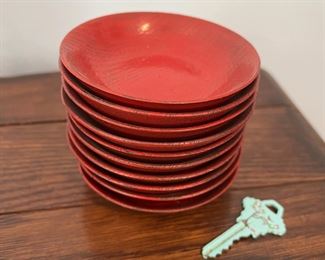 10 small red lacquered bowls - circa. 1920