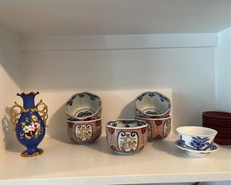 5 - authentic hand painted bowls - irregular shape.      circa 1868 