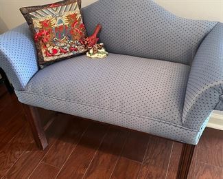 Very small sofa for foot of bed.