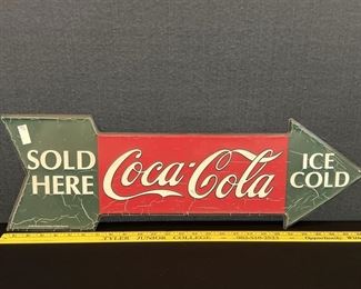 Vintage Sold Here Coca Cola Sign