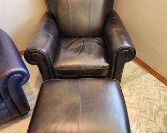 Leather Oversize chair and Ottoman 