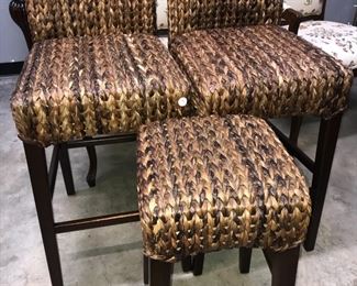 straw barstools and stool