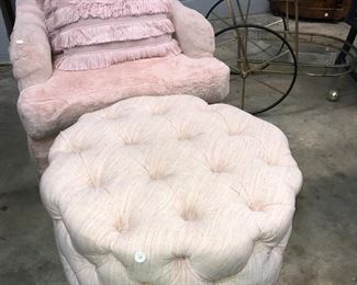 pink fuzzy chair and ottoman Orlando Estate Auction