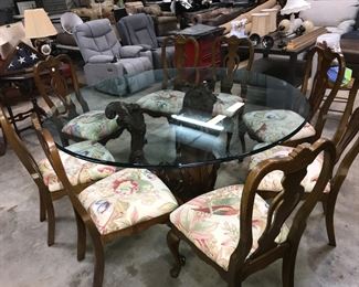 glasstop dining room table and chairs Orlando Estate Auction