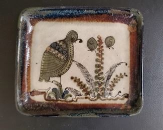 vintage Mexico painted pottery trinket dish