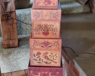 Bob's Primitive American Heart Nested Boxes