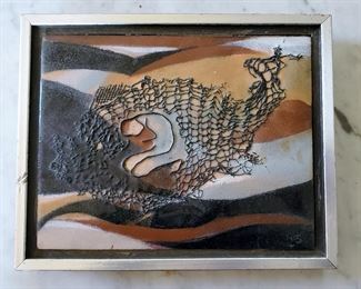 Vintage Enamel On Copper Painting titled "Jonah" by Anne Shifton