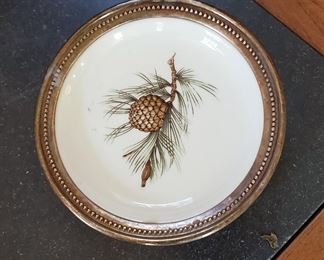 ROSENTHAL Selb Pine Cone Sterling Silver Rim Coasters