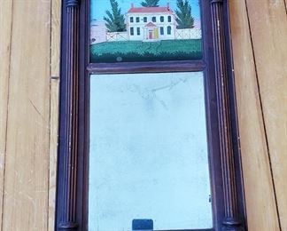 Reverse painted glass mirror