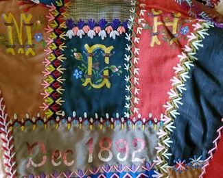 Antique Block Crazy Quilt Dec 1892