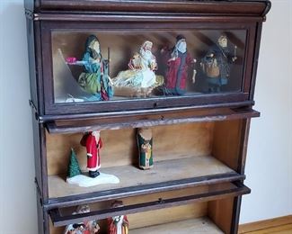 Antique 3 Stack Oak Barrister Bookcase, Early 1900’s w/ copper accent