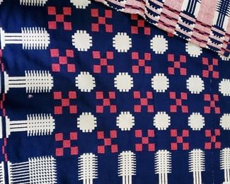 Antique American Coverlet - pine trees and snowballs 