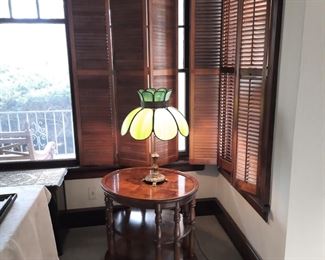 Antique slag glass lamp