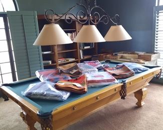 Old store stock - Beaver State blankets displayed on an 1890's pool table from the 'El Paso Club' of Colorado Springs
