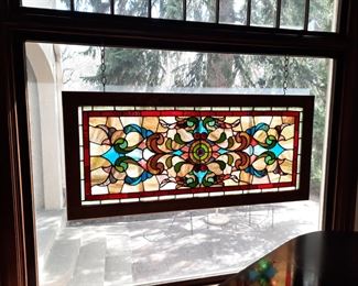 Antique leaded glass panel with jewels