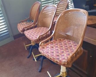 Set of (5) cane back bar stools