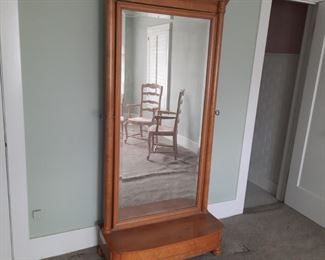 Antique birdseye maple cheval mirror