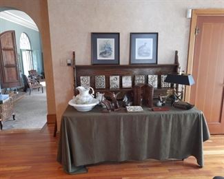 Old bowl and pitcher, tiles, duck decoys, other decorative accessories