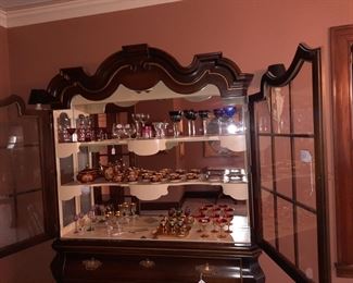 Assortment of fine Bohemian and Italian stemware; an antique chocolate pot set from Germany