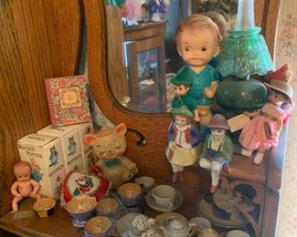 Vintage Dolls and Child's Tea Set