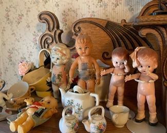 Vintage Celluloid / Plastic Dolls and Child's Tea Set