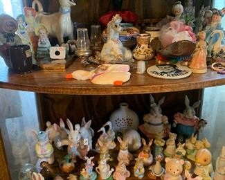 Vintage Elsie The Cow Creamer, Vintage Easter Figurines, John Kennedy JFK Presidential Pin, and other Misc Collectibles
