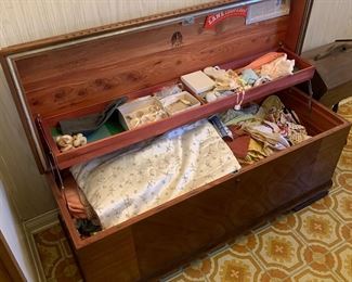 Cedar Chest with Vintage Baby Clothes