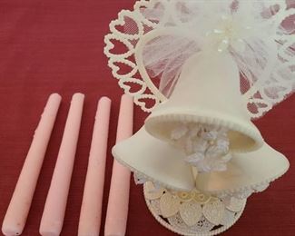 Wedding cake decoration (about 10 in. tall) and candles from 1969