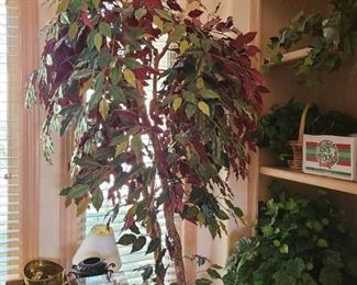 Heavy pot with faux tree, 7 feet tall