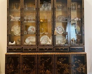 1_____$895 	
Drexel Chinoiserie cabinet black 78Wx82Tx15D	