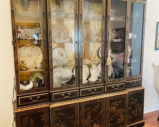 1_____$895 	
Drexel Chinoiserie cabinet black 78Wx82Tx15D