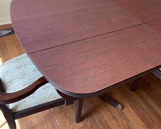 2_____$1,795
Mahogany double pedestal table 68Lx44Wx30T with 3 leaves 16""EACH"		
Henkell & Harris 2 Armchairs & 4 chairs mahogany 