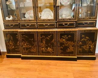 1_____$895 	
Drexel Chinoiserie cabinet black 78Wx82Tx15D