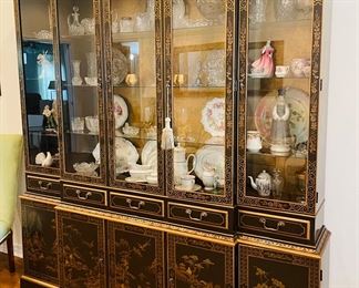 1_____$895 	
Drexel Chinoiserie cabinet black 78Wx82Tx15D