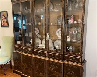 1_____$895 	
Drexel Chinoiserie cabinet black 78Wx82Tx15D